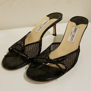 Jimmy Choo Black Mesh Open-Toe Heels